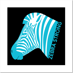 Ehlers Danlos Rare Disease Awareness Zebra Strong Turquoise Posters and Art